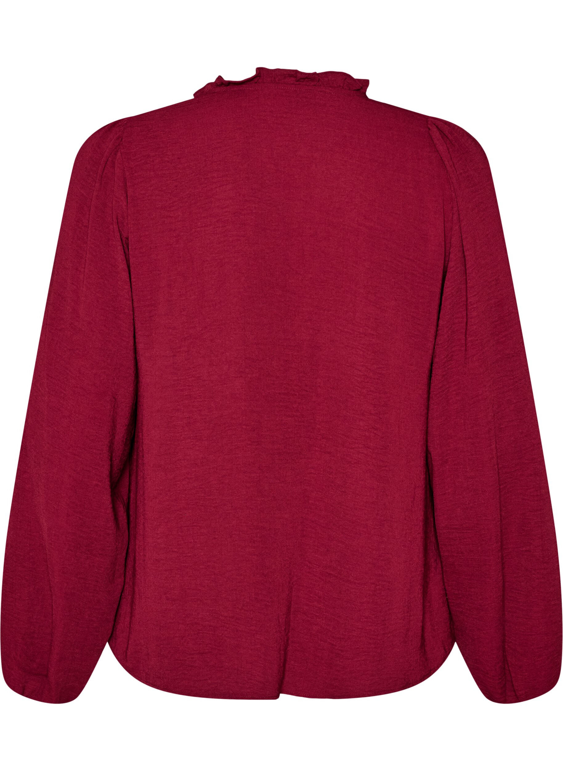 ZizzifashionBlouse with V-neck and crochet band, Red, Packshot image number 1