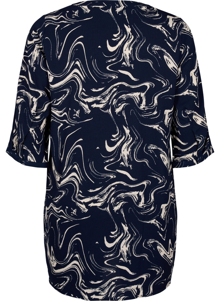 Tunic with 3/4 sleeves and print, N. Blazer Swirl AOP, Packshot image number 1