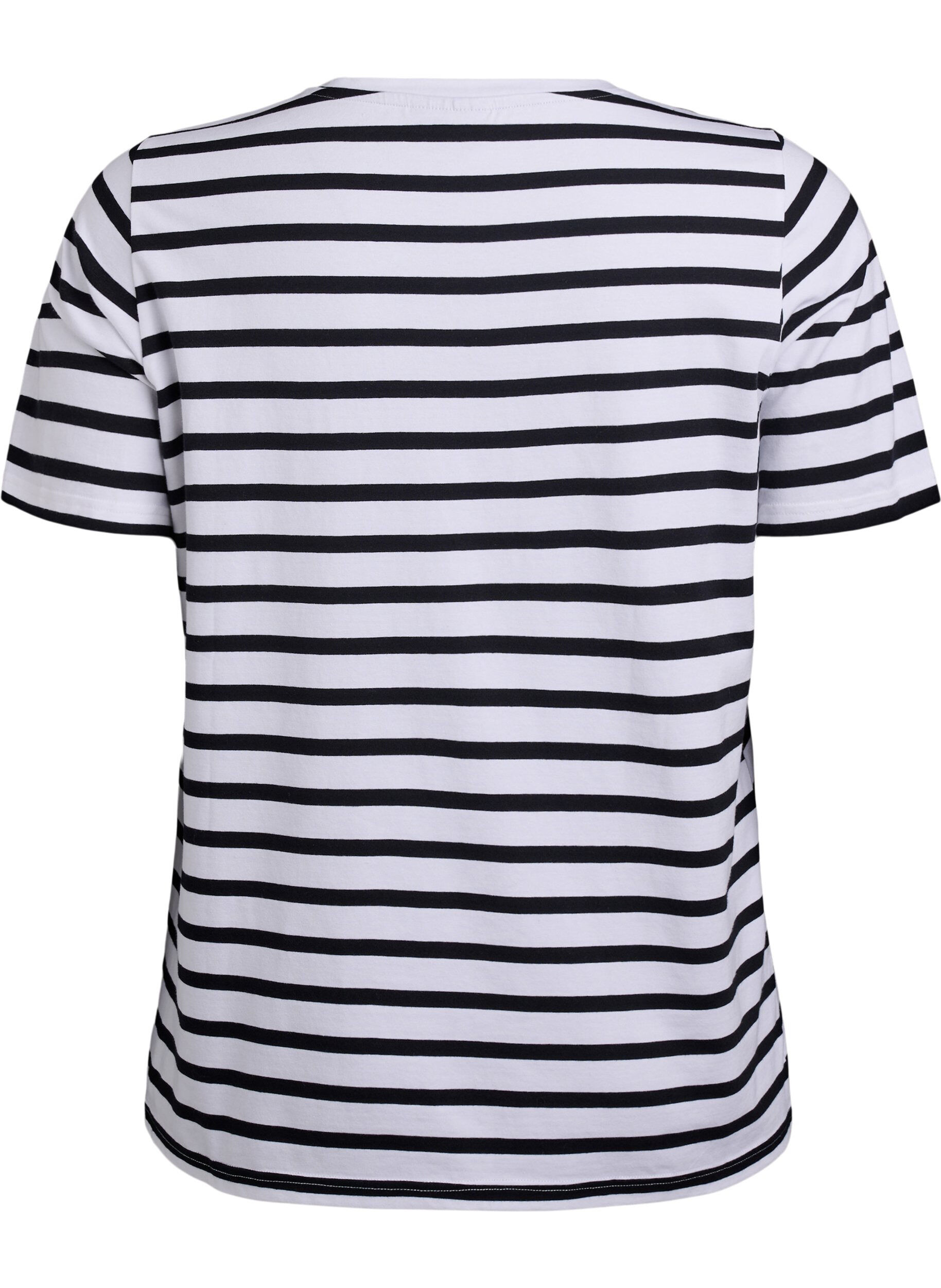Zizzifashion Striped T-shirt in organic cotton, Black, Packshot image number 1