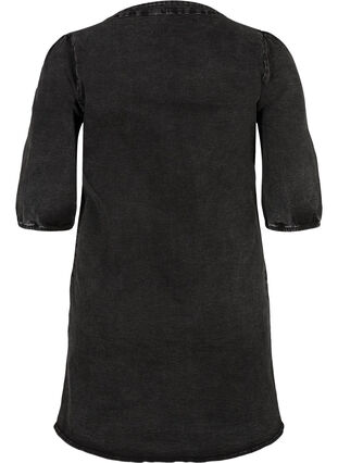 Short-sleeved denim dress with a zip, Grey Denim ASS, Packshot image number 1