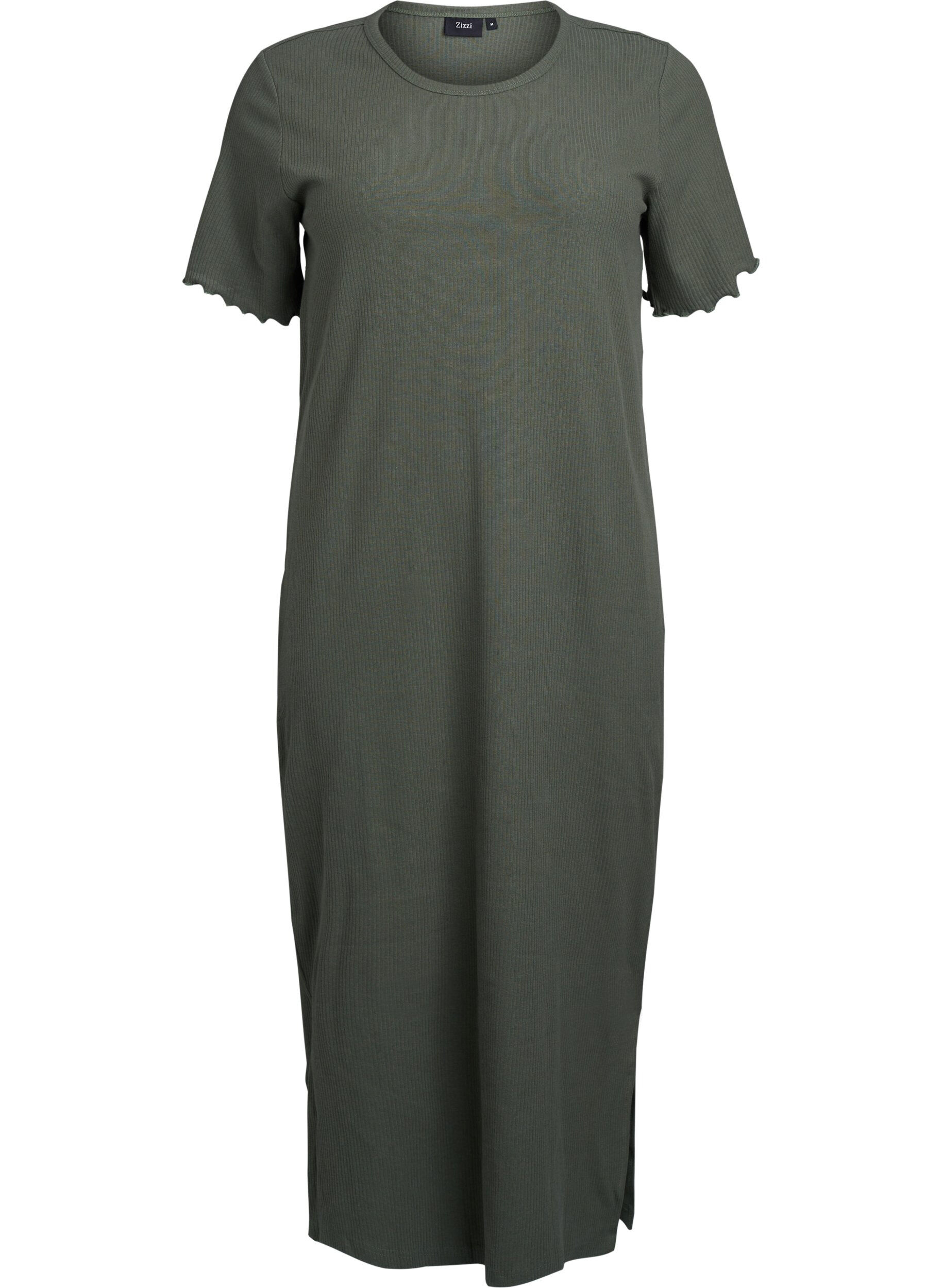 Zizzifashion Maxi dress in jersey with short sleeves, Green, Packshot image number 0