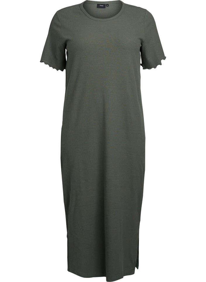 Maxi dress in jersey with short sleeves, Green, Packshot image number 0