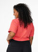 Striped T-shirt with ribbed texture, Coral, Model image number 2