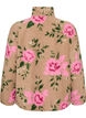 Floral fleece jacket with a high neck and zip, Beige, Packshot image number 1