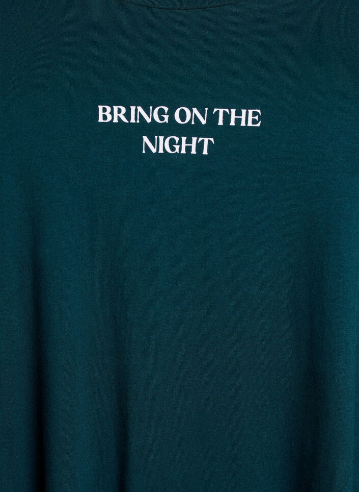 Long-sleeved nightgown in organic cotton, Green, Packshot image number 2