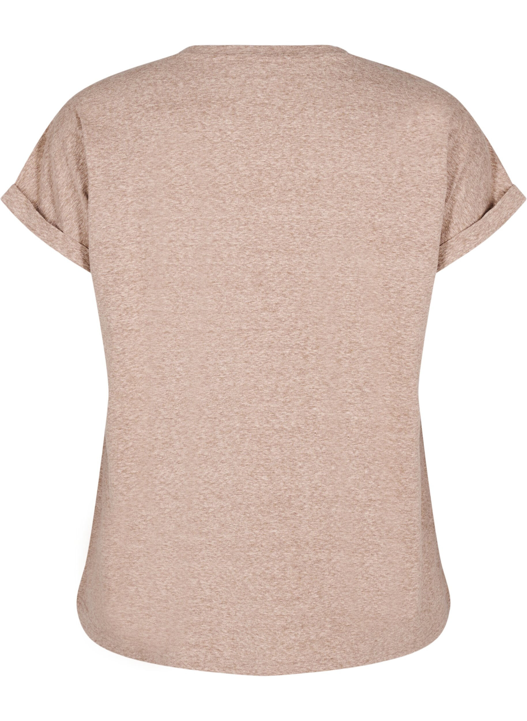 Zizzifashion Melange T-shirt with short sleeves, Brown, Packshot image number 1