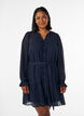 Short dress with ruffle details and a tie-belt, Blue, Model image number 0