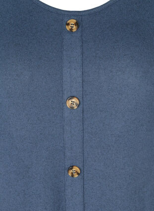 Blouse with buttons and 3/4 sleeves, V.Indigo Melange, Packshot image number 2