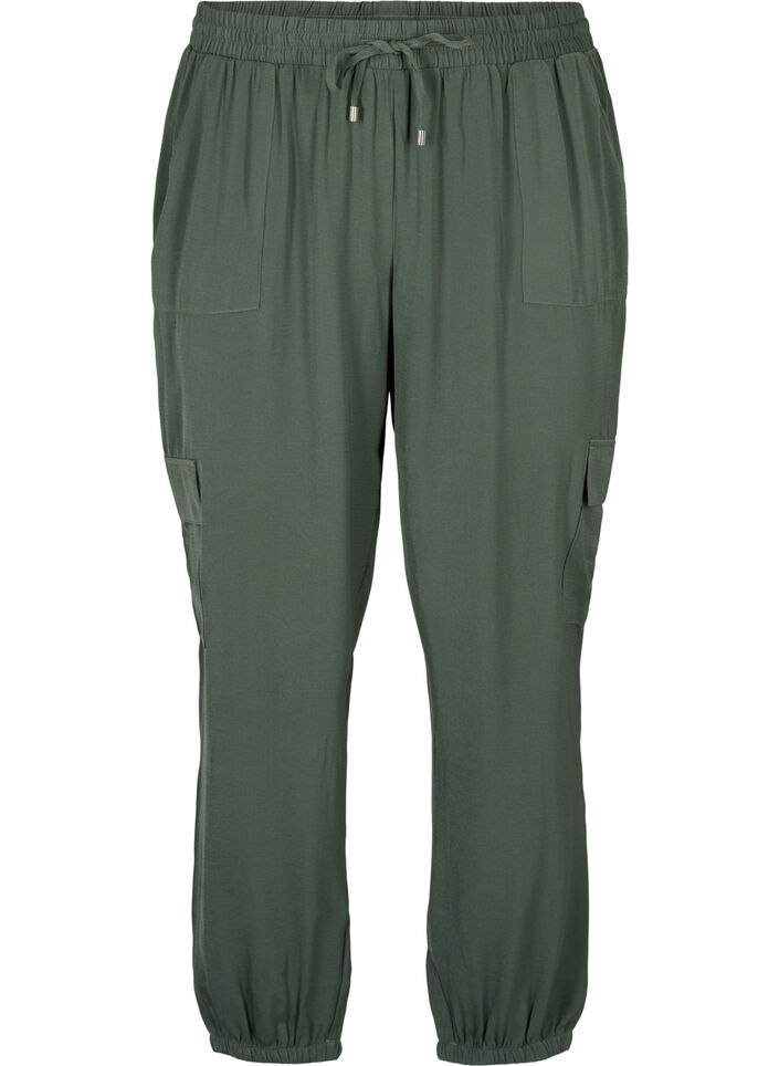 Trousers with cargo pockets, Thyme, Packshot image number 0