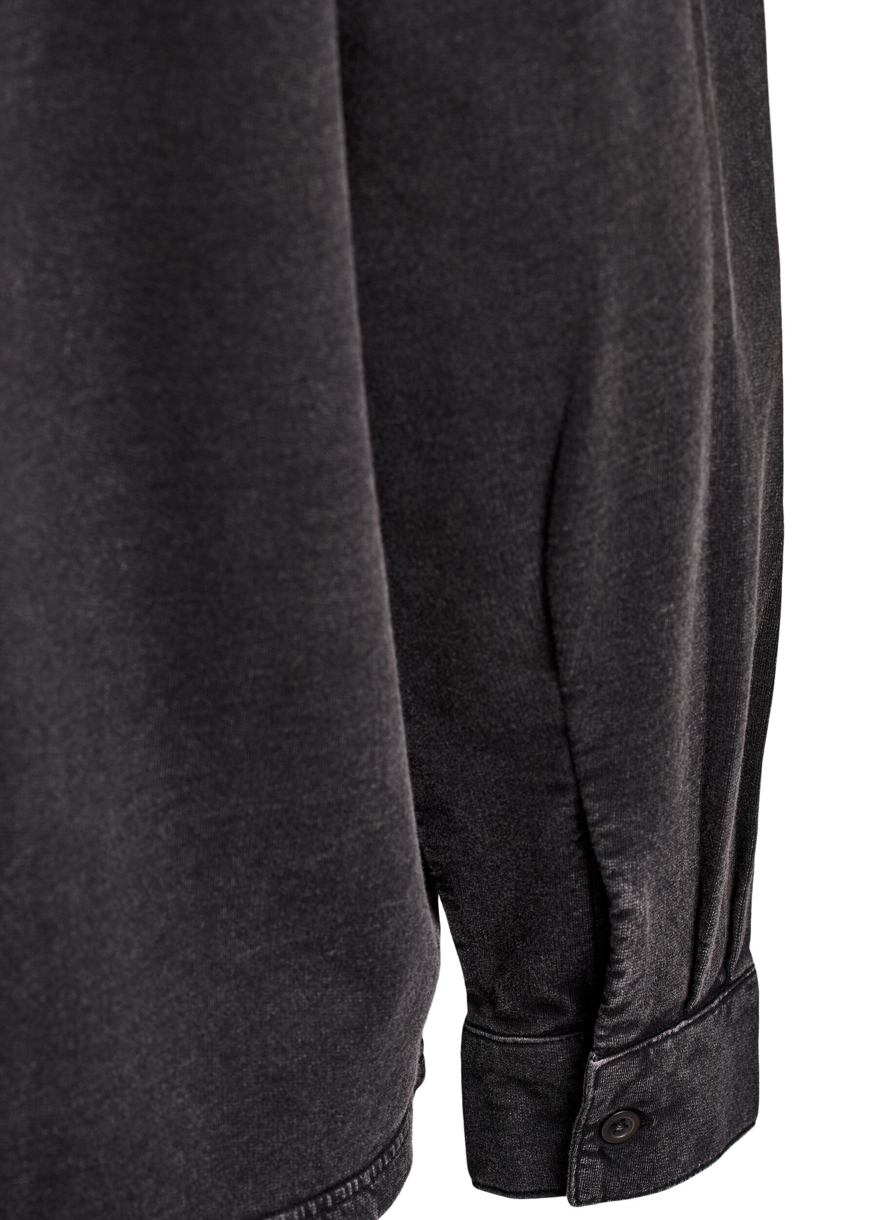 Zizzifashion Shirt in sweat fabric with a washed effect, Dark Grey, Packshot image number 3