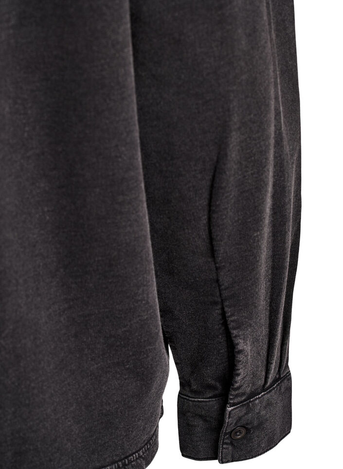 Shirt in sweat fabric with a washed effect, Dark Grey, Packshot image number 3