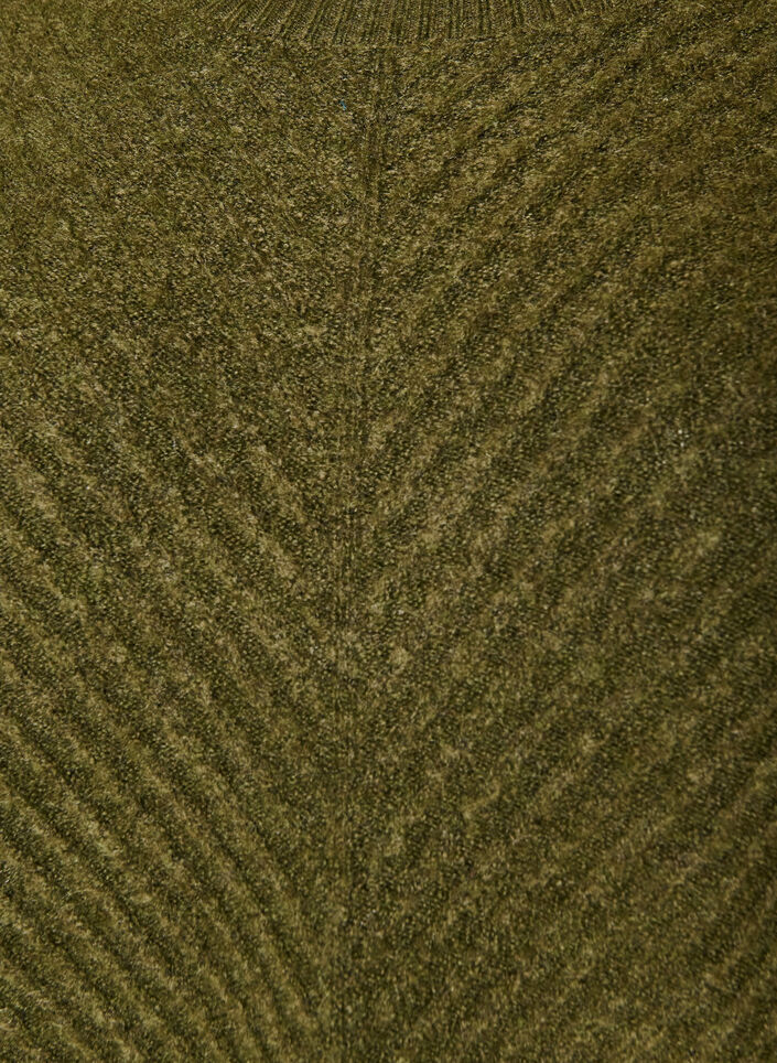 Short knitted dress with a V-shaped textured pattern, Green, Packshot image number 2