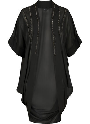 Kimono with 3/4-length sleeves and beading, Black, Packshot image number 0