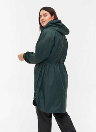 Rain jacket with a zip and hood, Darkest Spruce, Model image number 1