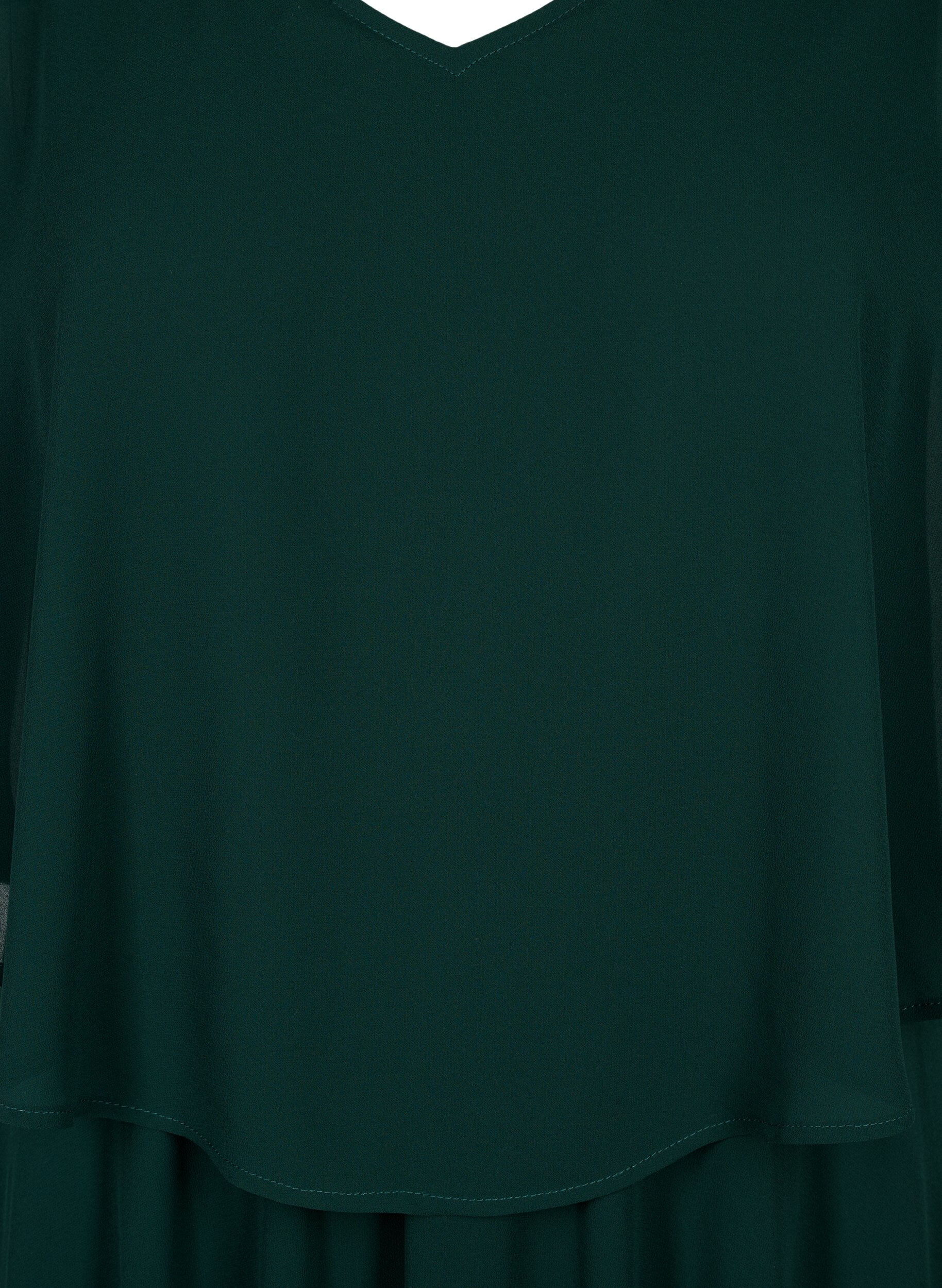 Zizzifashion A-line maxi dress with short sleeves, Scarab, Packshot image number 2