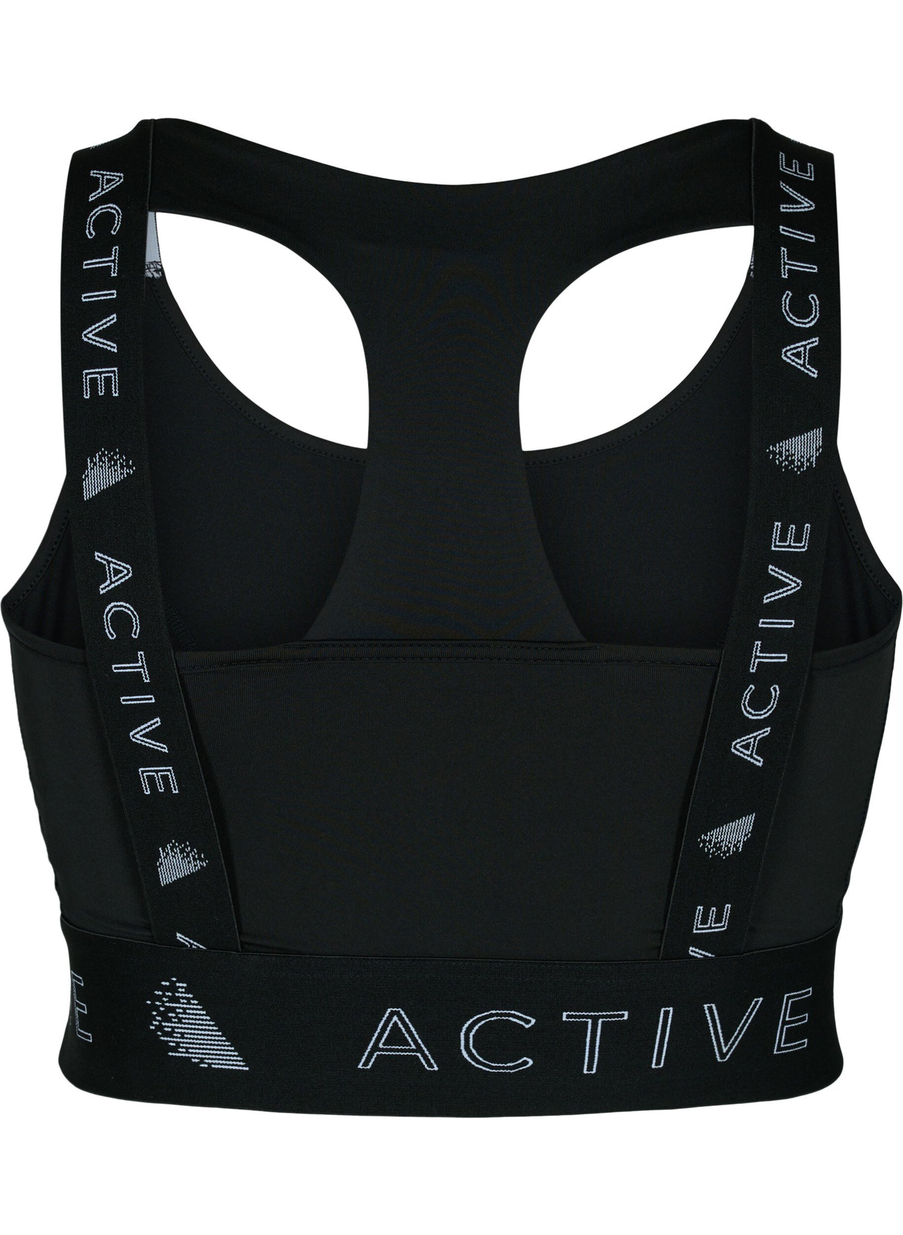 Zizzifashion Sports bra with text print, Black, Packshot image number 1