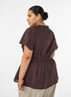 Cotton blouse with tie-string and elastic waist, Brown, Model image number 2