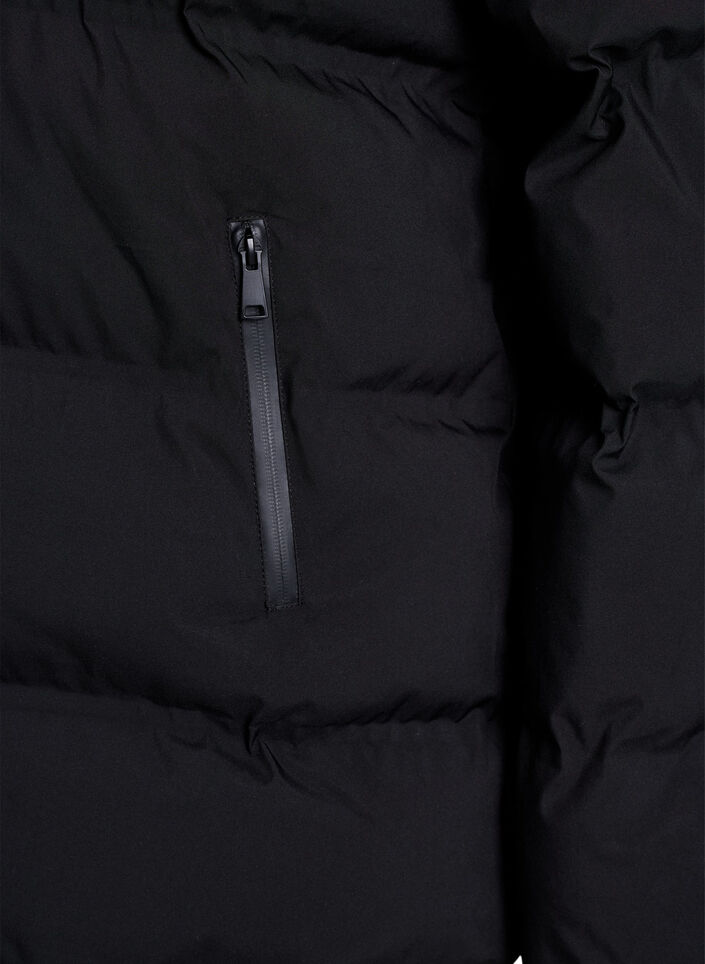Short puffer jacket with detachable hood, Black, Packshot image number 3