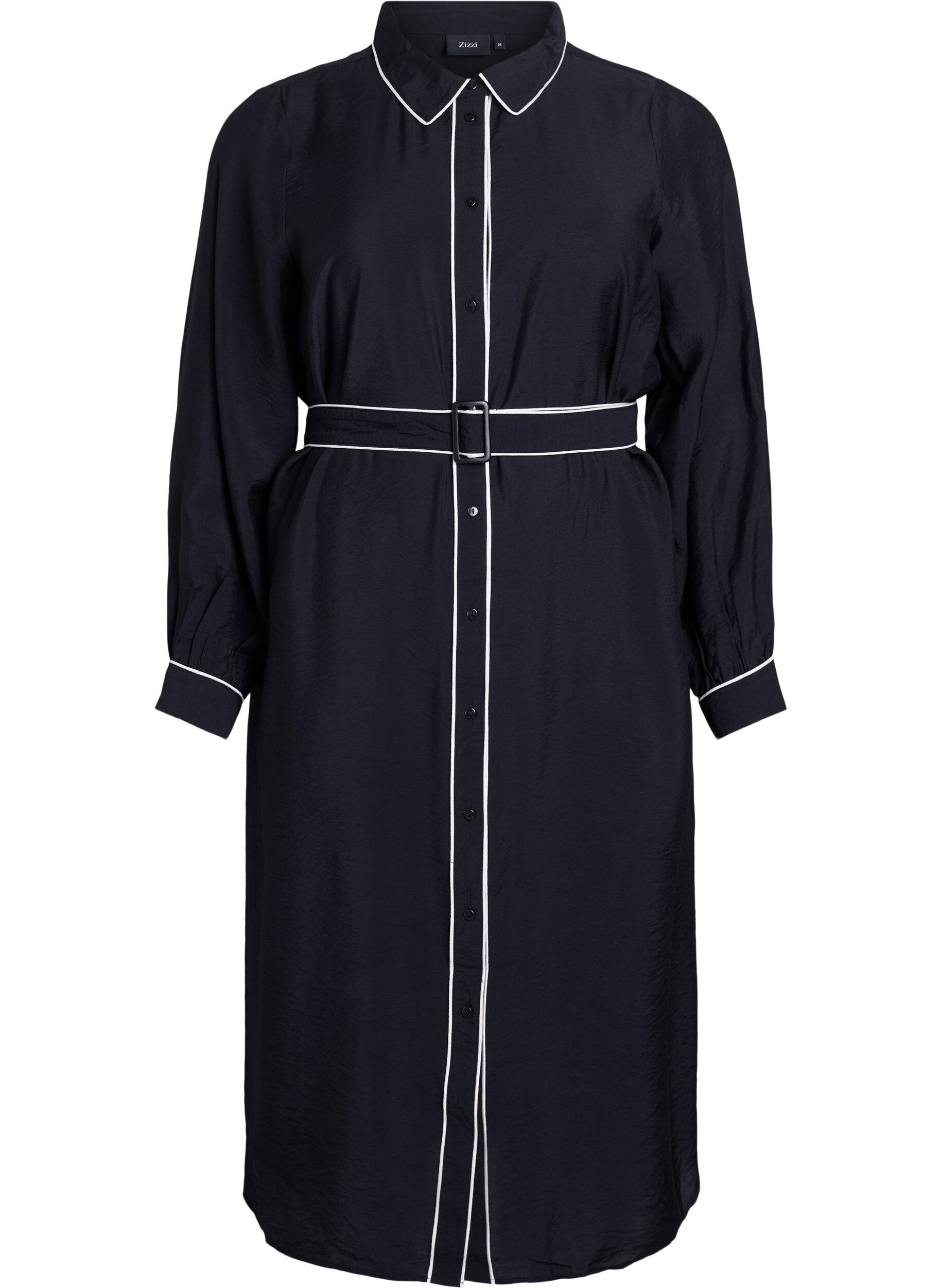 Midi shirt dress with contrast edges