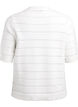 Knitted blouse with a striped openwork pattern and short sleeves, Vanilla, Packshot image number 1