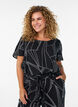 Short sleeve viscose blouse with print, Black, Model image number 0