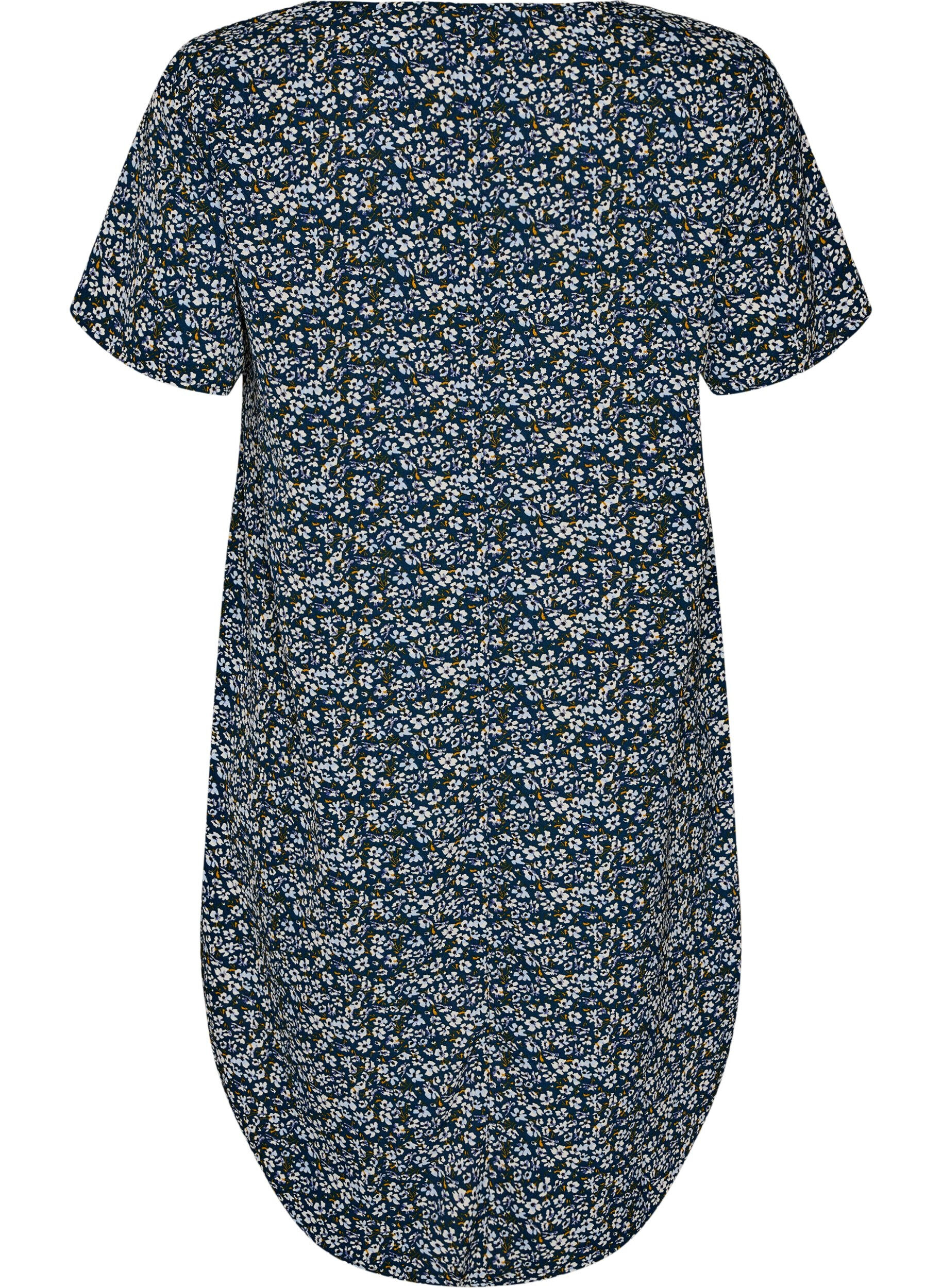 Zizzifashion Dress with print and short sleeves, Blue, Packshot image number 1