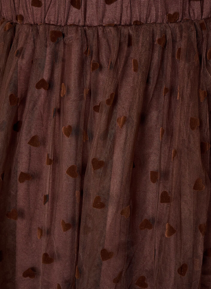 Midi tulle skirt with hearts, Brown, Packshot image number 2