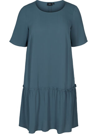 Short dress with ruffled hem, Dark Slate, Packshot image number 0