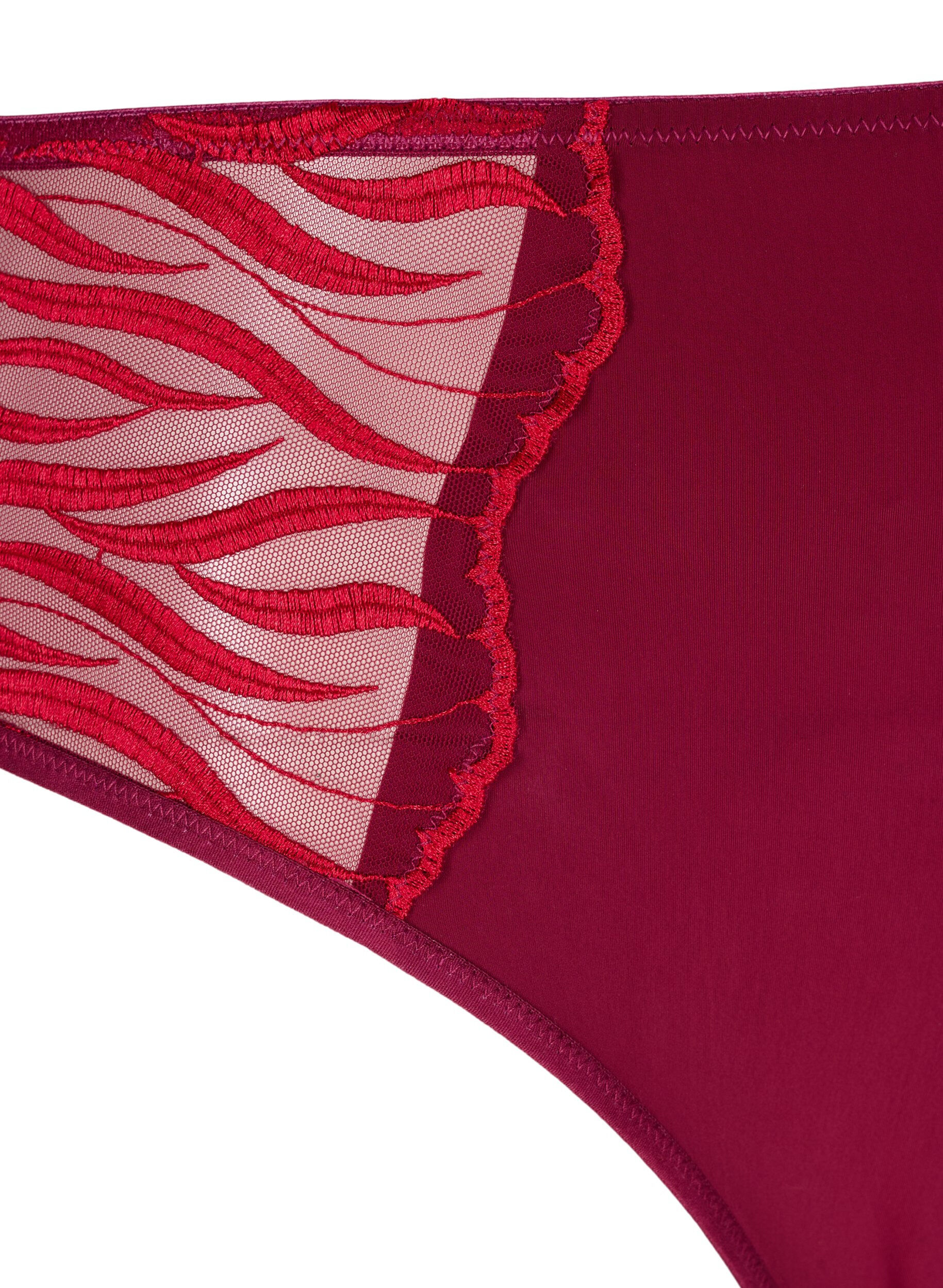 Zizzifashion Tai briefs with embroidery and regular waist, Red, Packshot image number 2