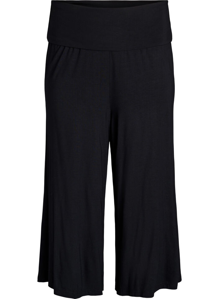 Jersey culotte trousers with high waist, Black, Packshot image number 0