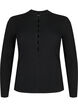 Long sleeve ribbed blouse with hole details, Black, Packshot image number 0
