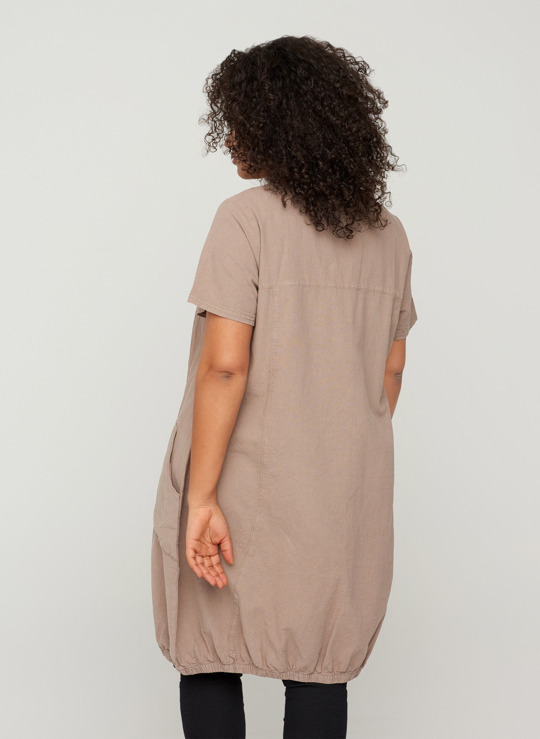 Zizzifashion Short-sleeved cotton dress, Brown, Model image number 2