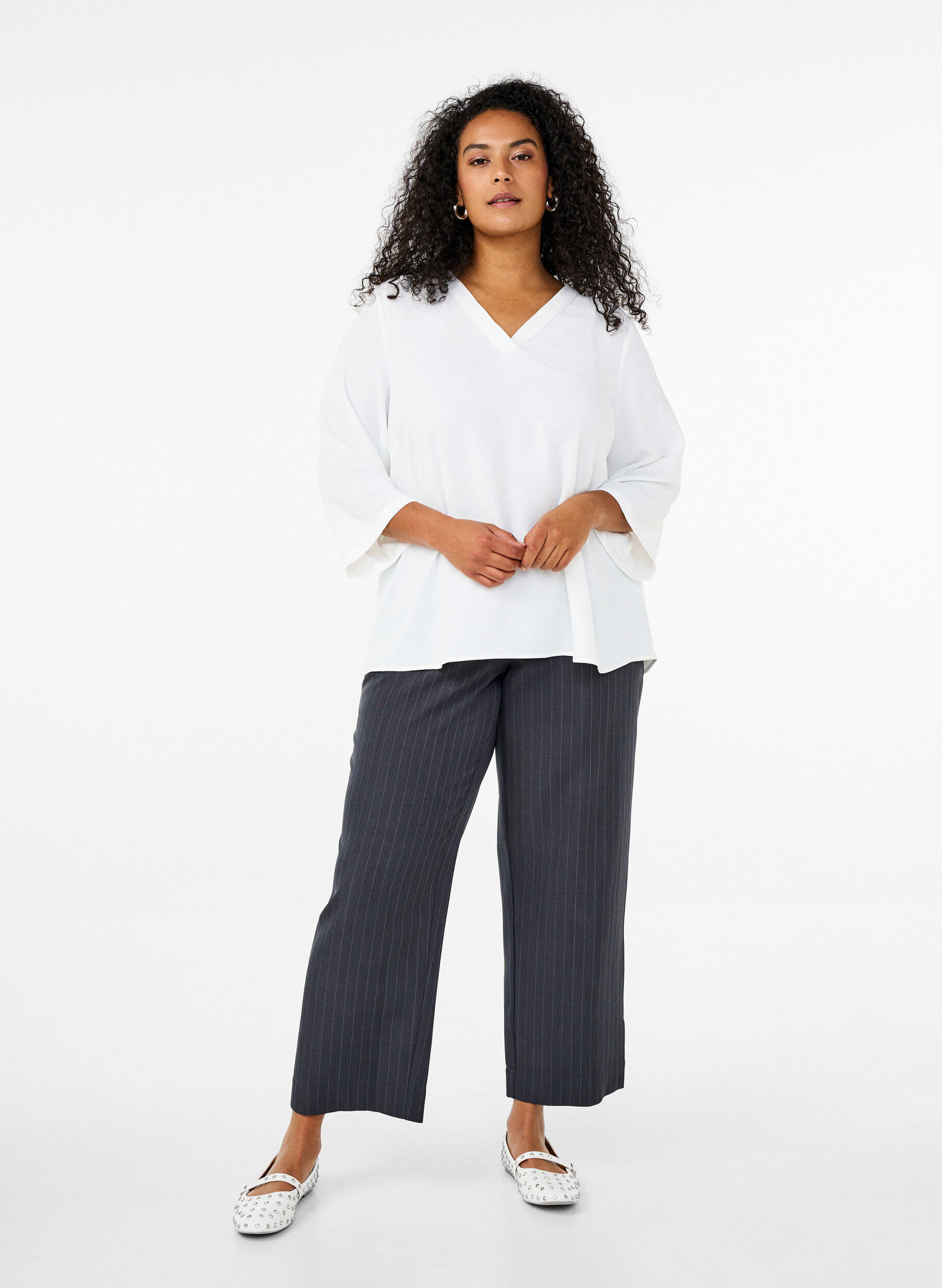 ZizzifashionBlouse with 3/4 sleeves, Vanilla, Model image number 1