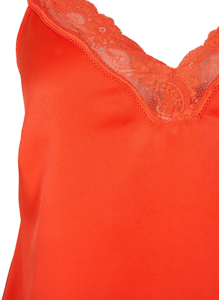 FLASH - Top with v-neck and lace edge, Orange.com, Packshot image number 2