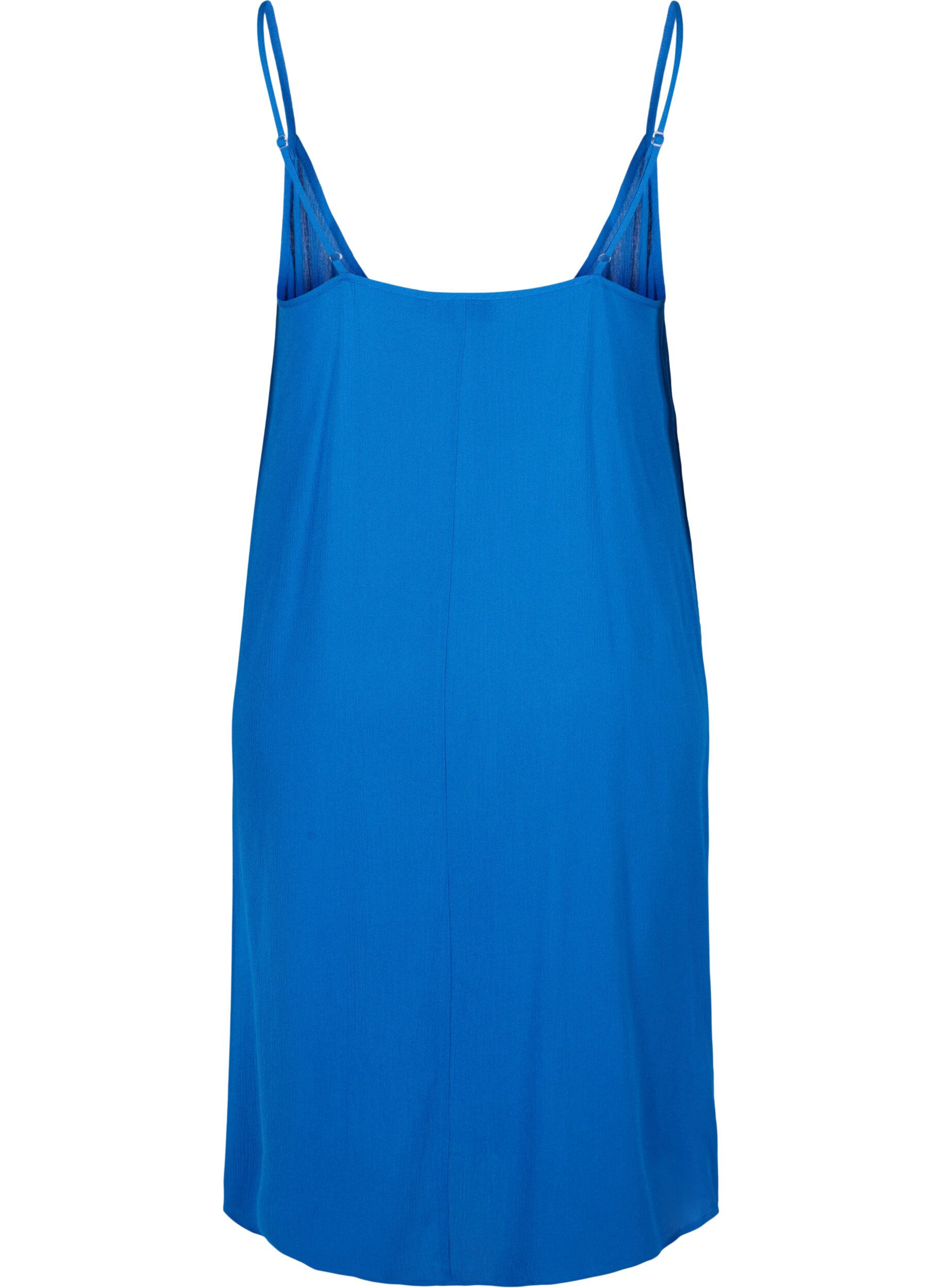 Zizzifashion Solid colour strap dress in viscose, Blue, Packshot image number 1