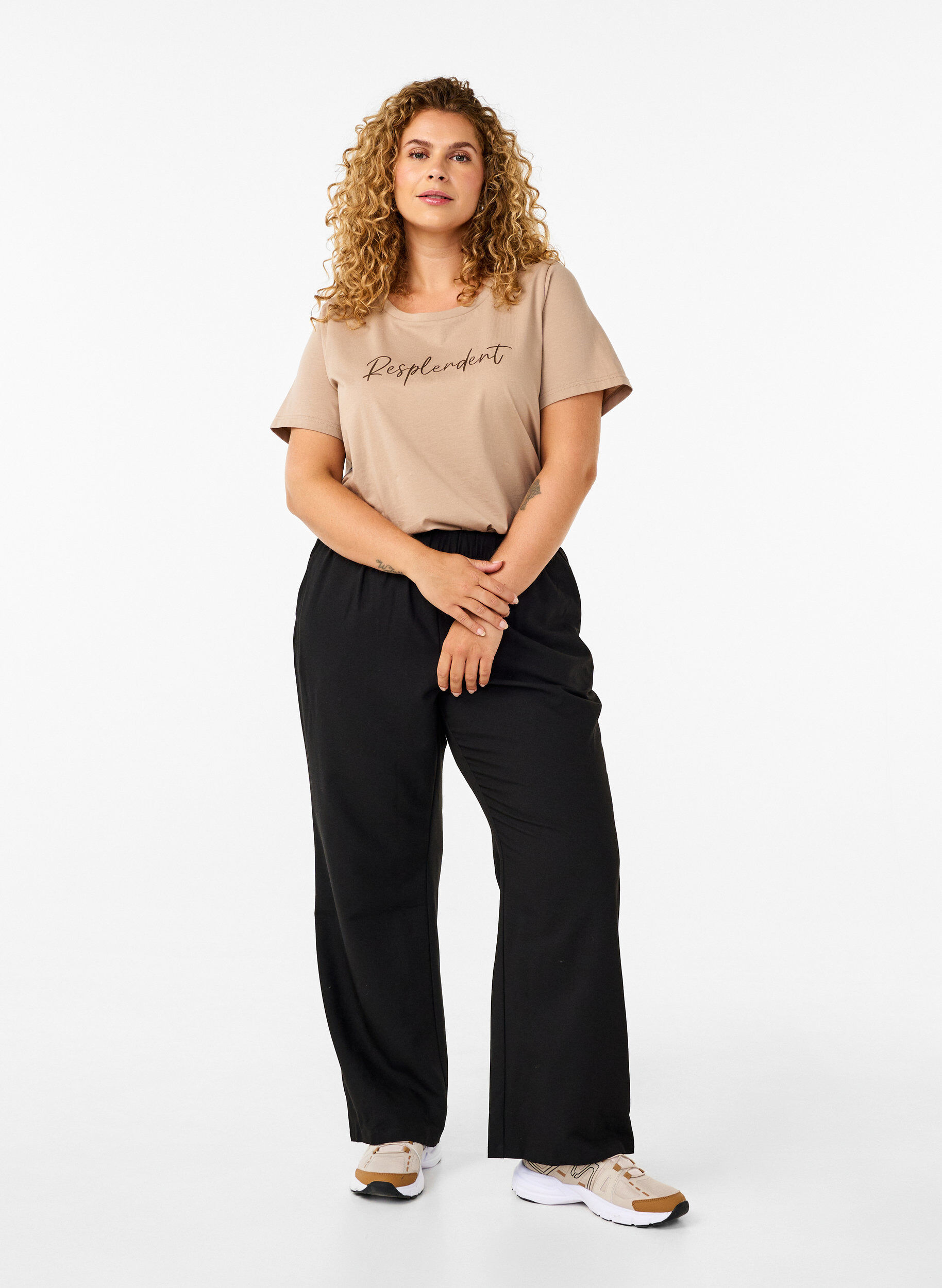 ZizzifashionFlared trousers with pockets, Black, Model image number 0
