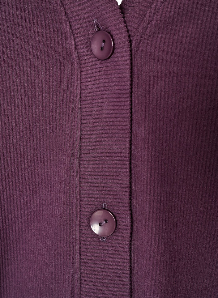 Ribbed jersey cardigan with V-neck, Purple, Packshot image number 2