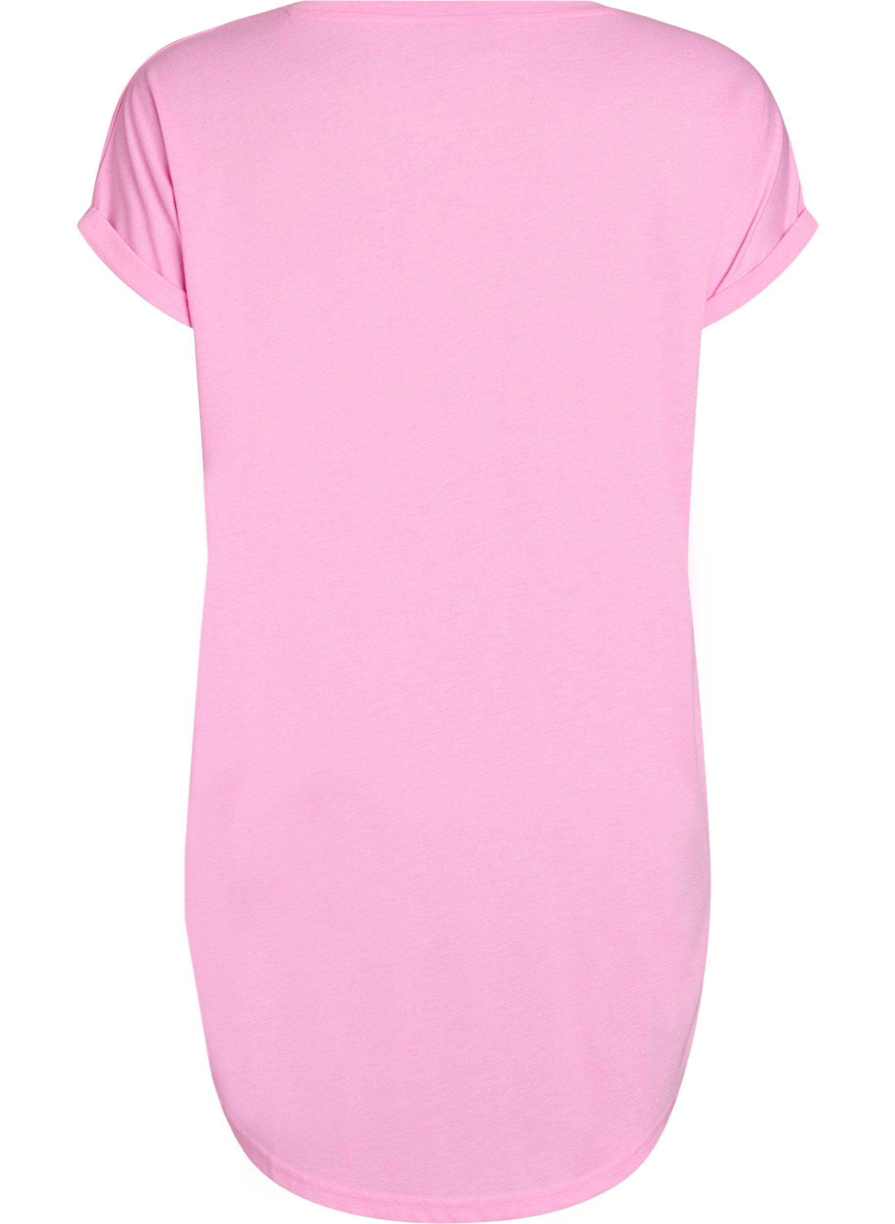 Zizzifashion Short sleeve nightgown with text print, Pink, Packshot image number 1