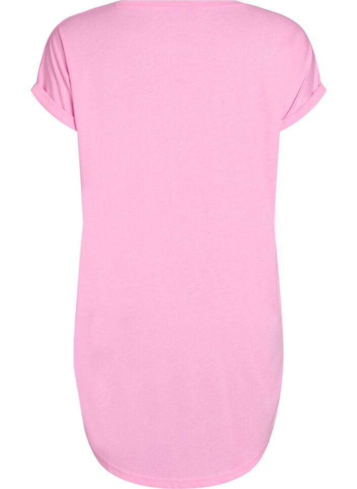 Short sleeve nightgown with text print, Pink, Packshot image number 1
