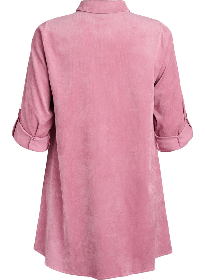 Corduroy dress with zipper and 3/4 sleeves, Rose, Packshot image number 1