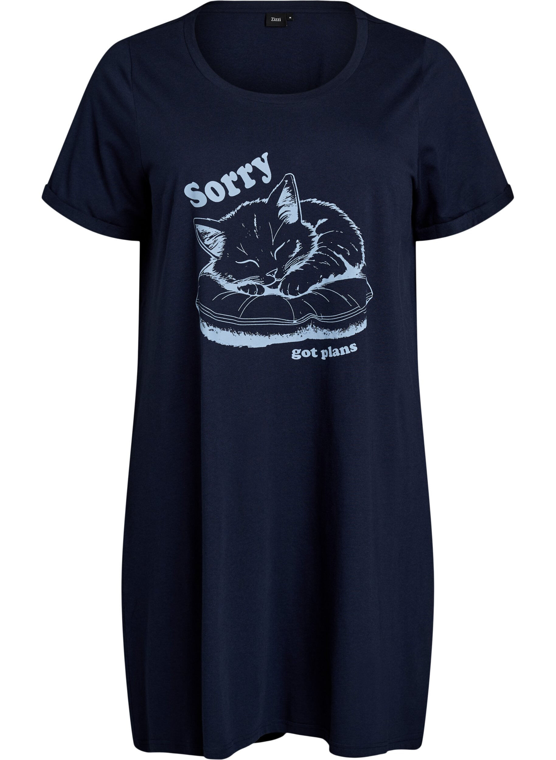 Zizzifashion Short-sleeved nightgown in organic cotton, Blue, Packshot image number 0