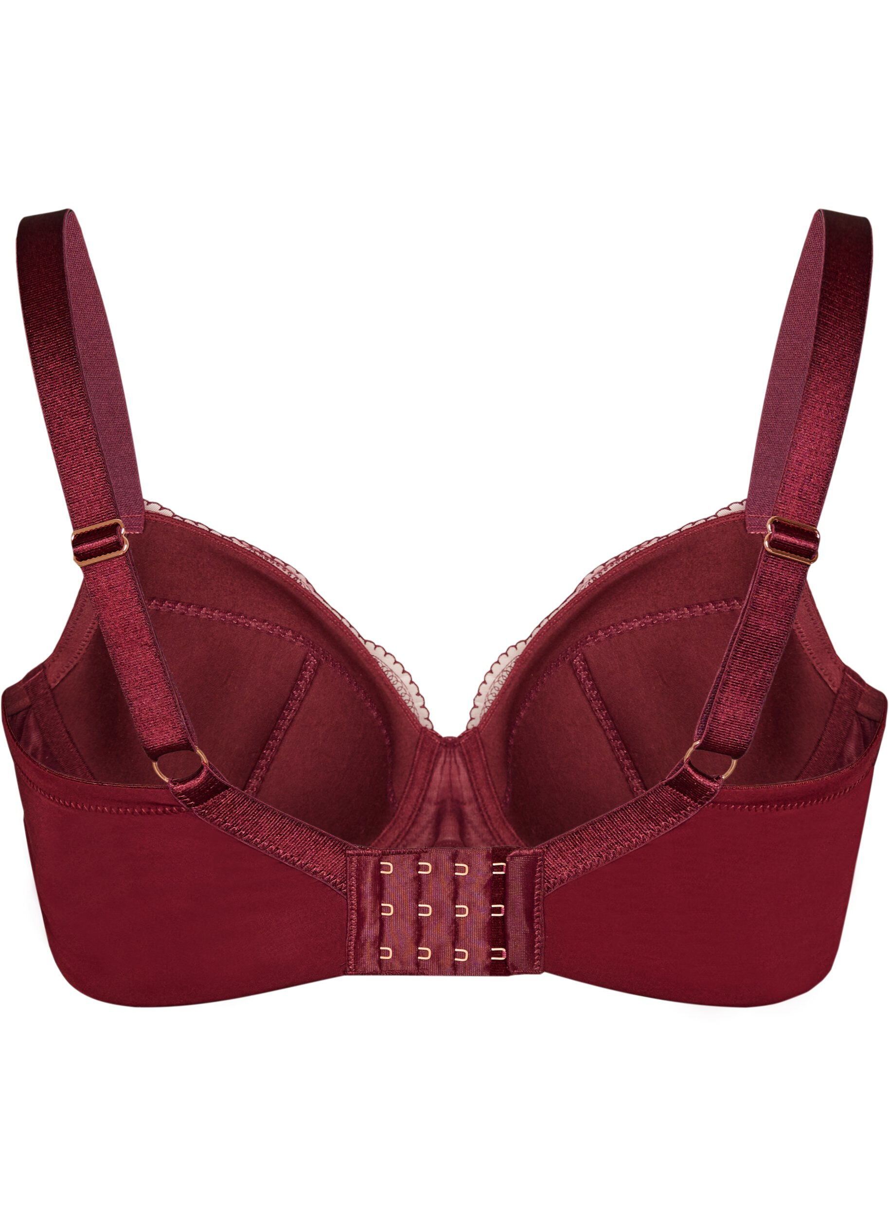 ZizzifashionPadded underwired bra with lace and U-back, Red, Packshot image number 1