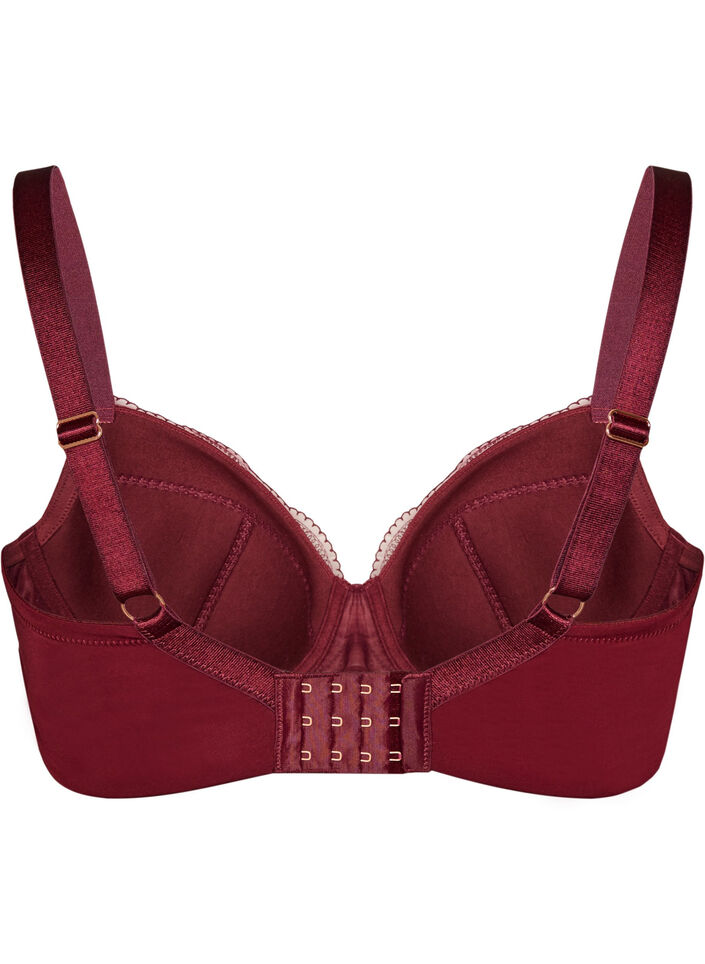 Padded underwired bra with lace and U-back, Red, Packshot image number 1