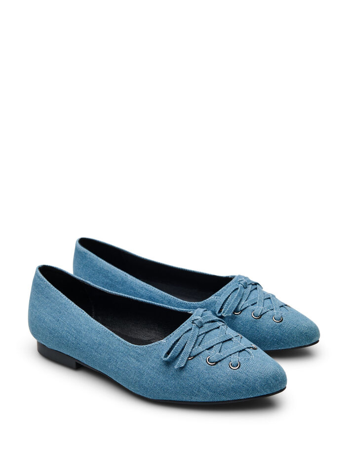 Ballerina with lace-up detail, Blue, Packshot image number 1