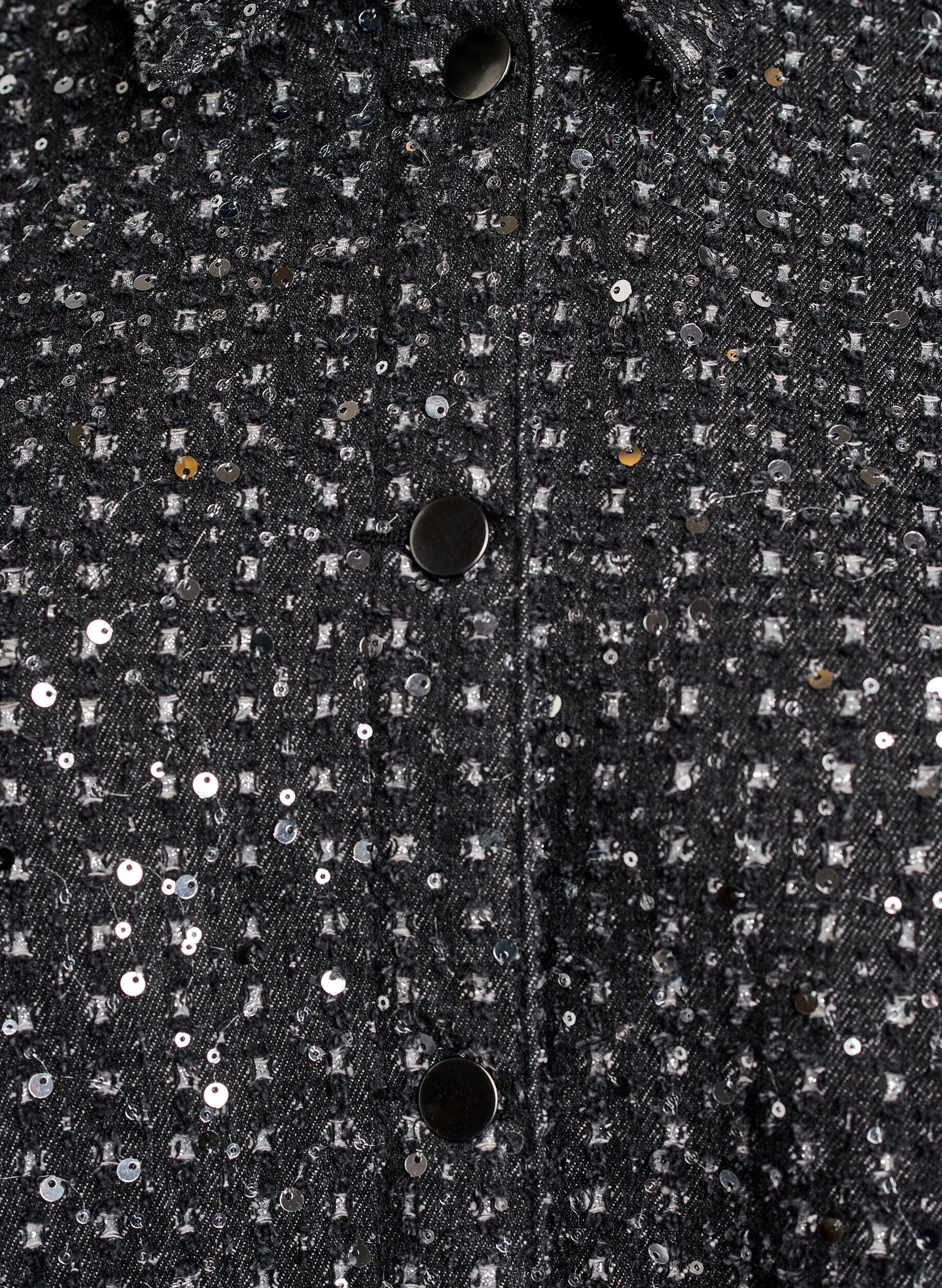 ZizzifashionDenim dress with sequins and 3/4 sleeves, Black, Packshot image number 2