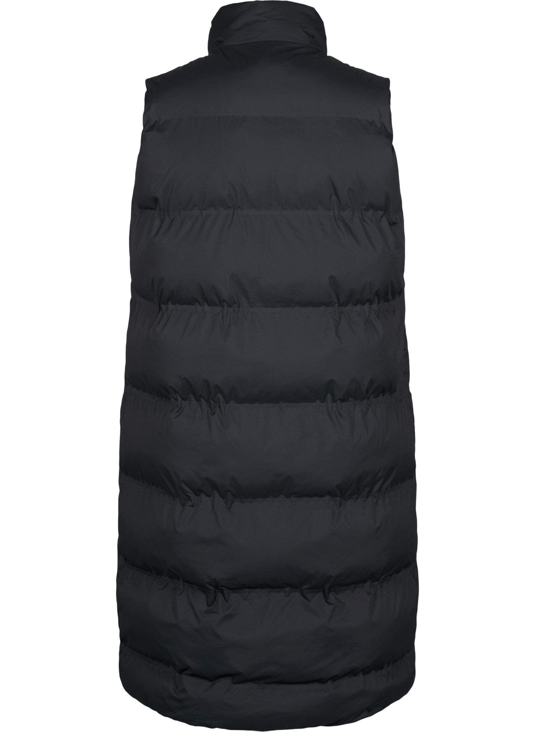 Zizzifashion Long vest with pockets and two-way zipper, Black, Packshot image number 1