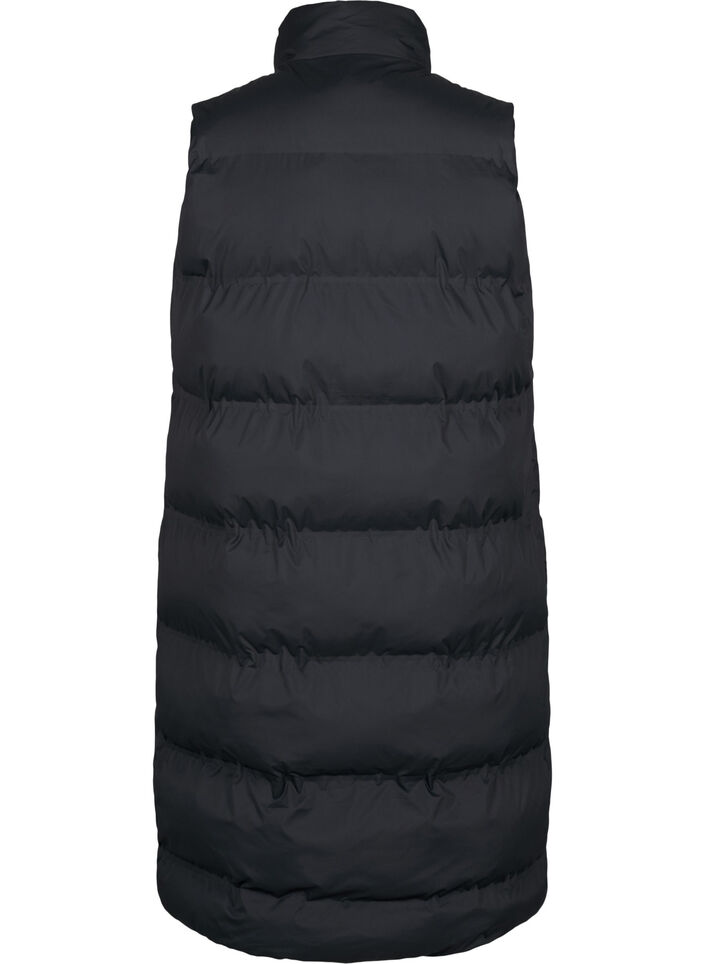 Long vest with pockets and two-way zipper, Black, Packshot image number 1
