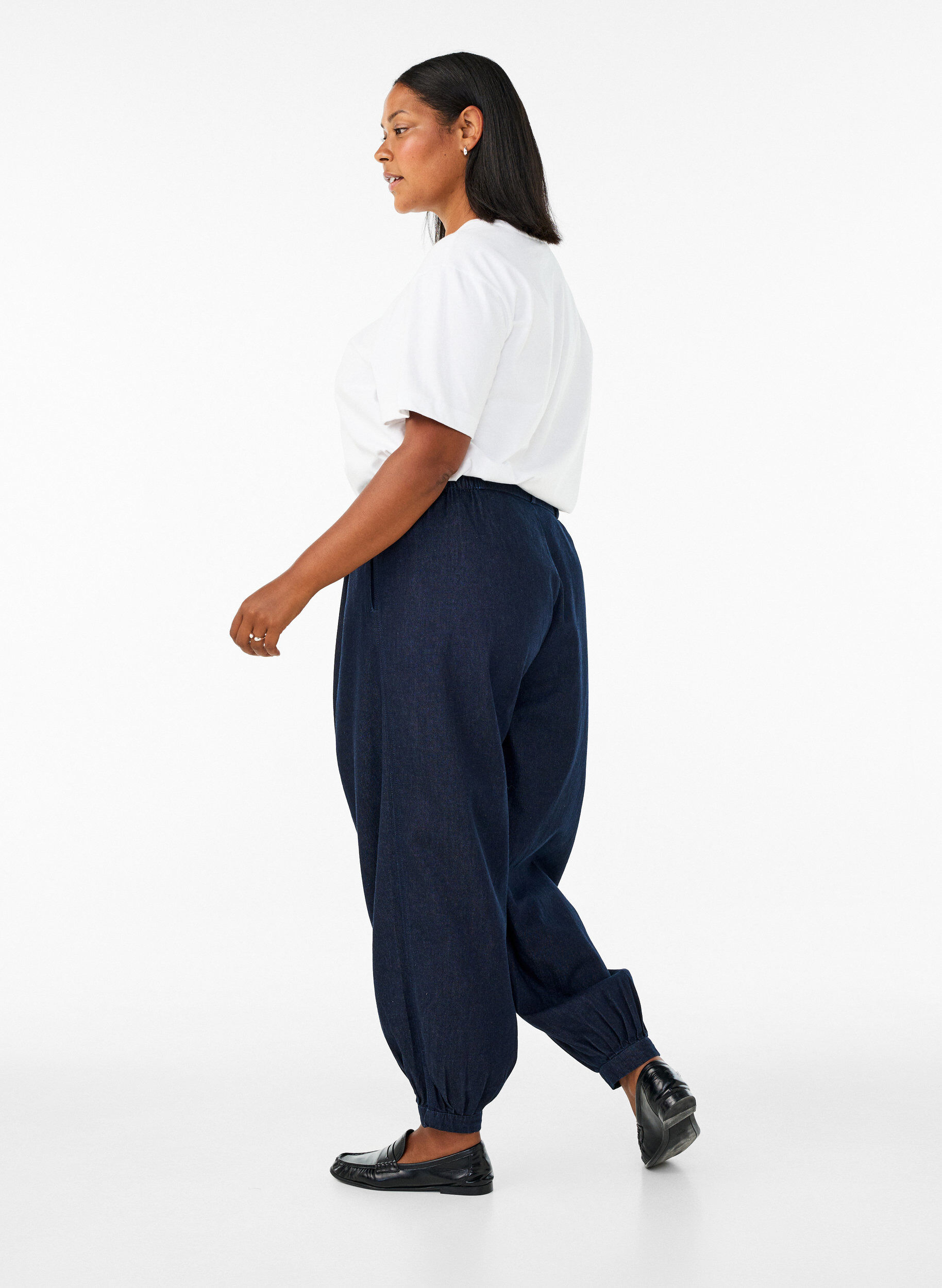 ZizzifashionHigh waist balloon jeans, Blue, Model image number 1