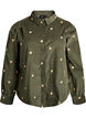 Corduroy shirt with embroidered flowers, Green, Packshot image number 0