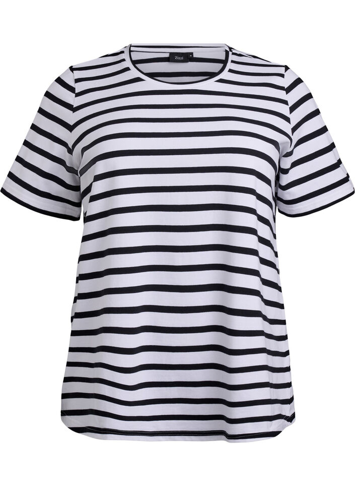 Striped T-shirt in organic cotton, Black, Packshot image number 0